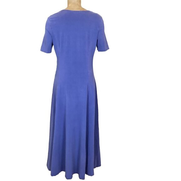 Chadwicks of Boston Midi Dress Short Sleeve Swing Skirt Cotton Sz M Blue 275B - Picture 5 of 7